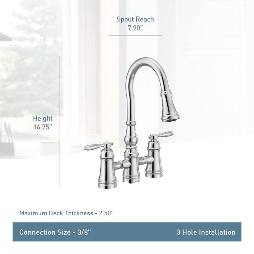Brushed Gold Double Handle Pull-Down Kitchen Faucet with Ceramic Valve