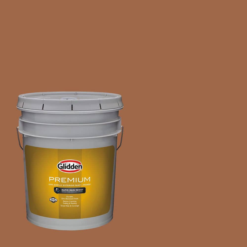 Glidden Premium 5 gal. PPG1069-6 Foxfire Brown Satin Exterior
