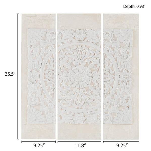 Download Madison Park Wooden Mandala White 3d Embellished Canvas Wall Art Mp95a 0115 The Home Depot