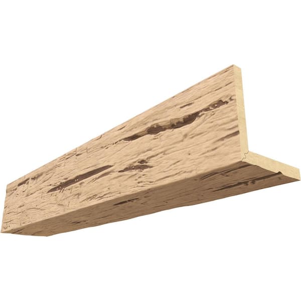 Ekena Millwork Endurathane 4 in. H x 10 in. W x 10 ft. L Hand Hewn Buttercream Faux Wood Beam