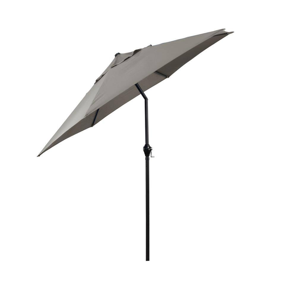 9 ft. Taupe Polyester Market Umbrella with Black Steel Pole