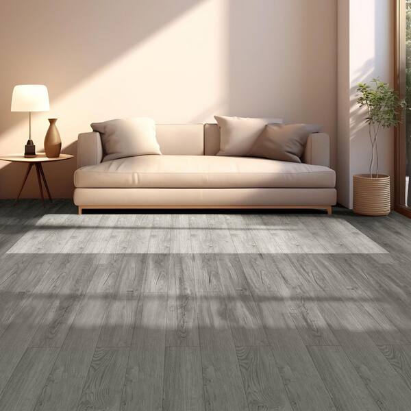 Gray 12MIL 7.2 in. x48 in. Waterproof Click Lock Vinyl Plank Flooring, Interlock SPC Rigid Core Flooring(24sq. ft. /box)