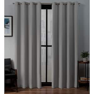 Sateen Veridian Grey Solid Woven Room Darkening Grommet Top Curtain, 52 in. W x 84 in. L (Set of 2)