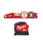 25 ft. x 1.2 in. Compact Wide Blade Tape Measure with 12 ft. Standout and Torpedo Level