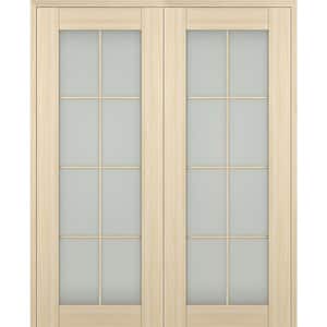 Vona 56"x 80" Both Active 8-Lite Frosted Glass Loire Ash Wood Composite Double Prehung French Door