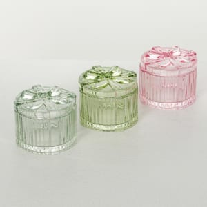 2.75 in. Multi-Colored Glass Covered Boxes (Set of 3)