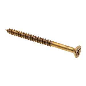 #8 x 2 in. Solid Brass Phillips Drive Flat Head Wood Screws (20-Pack)