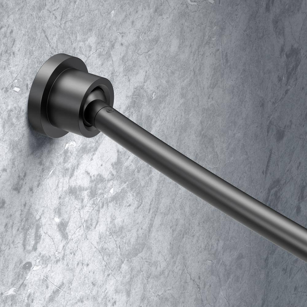Modern Minimalist Matte Black Adjustable Curved Shower Curtain Rod