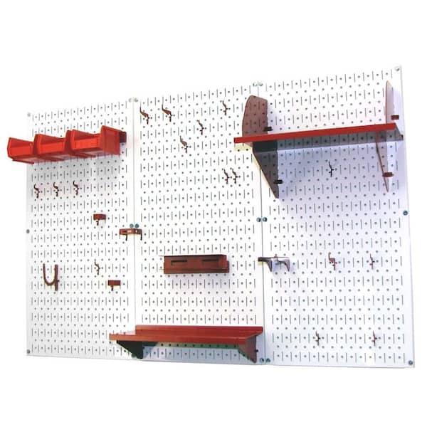 Wall Control 32 in. x 48 in. Metal Pegboard Standard Tool Storage Kit with White Pegboard and Red Peg Accessories