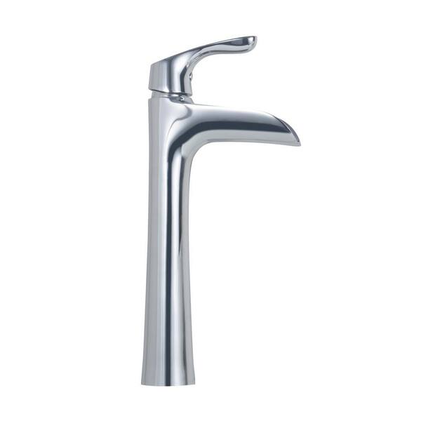 Mondawe Waterfall Series Single Handle Single Hole Waterfall Bathroom Faucet in Chrome with Pop Up Drain