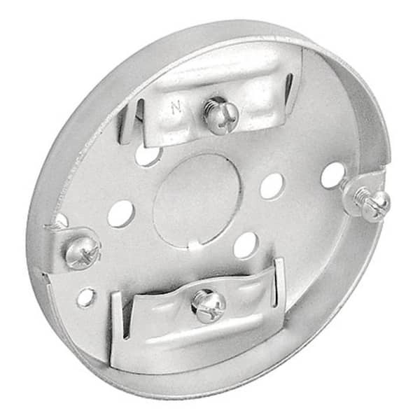 Southwire 3-1/2 in. W x 1/2 in. D Steel Metallic Drawn Round Ceiling Pan with One 1/2 in. KO and NMSC Clamps (1-Pack)