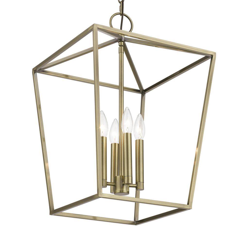 Devone Antique Brass Mini Square Frame Chandelier
