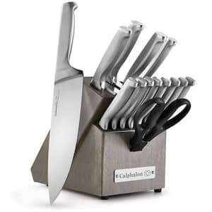 Classic 15-Piece Self-Sharpening Stainless Steel Cutlery Knife and Block Set with Sharp in Technology
