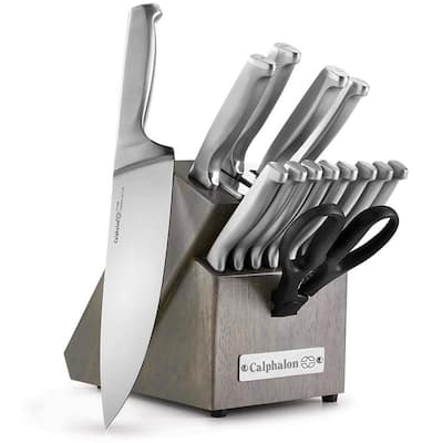 Classic 15-Piece Self-Sharpening Stainless Steel Cutlery Knife and Block Set with Sharp in Technology