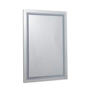 36 in. W x 24 in. H Large Rectangular Framed Wall Mount Bathroom Vanity Mirror in Black, Triple Color Temperature