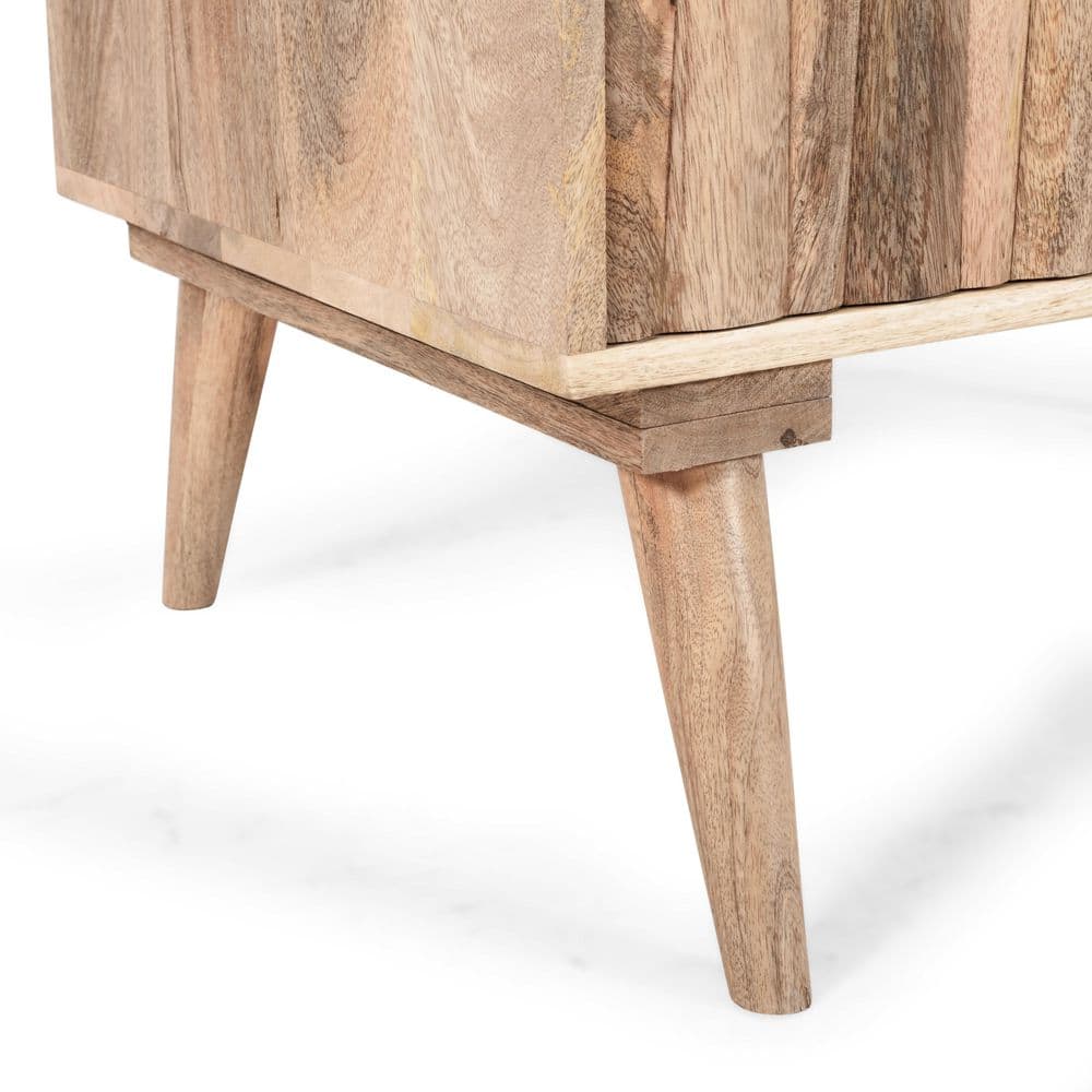 Natural Mango Wood Cabinet with Black Hardware and Drawers