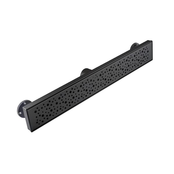 Elegante Drain Collection 28 in. Linear Stainless Steel Shower Drain with Square Hole Pattern, Matte Black