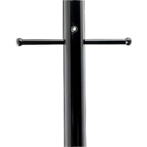 Outdoor 7 Foot Matte Black Aluminum Post with Ladder Rest and Photocell for use with Outdoor Lanterns