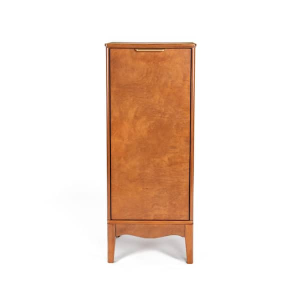 14.50 in. W x 12.63 in. D x 35.75 in. H Antique Brown MDF Freestanding Linen Cabinet with Adjustable Shelves