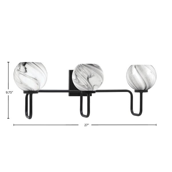 うさ　3点 Elonia 16.5 in. 3 Light Matte Black Vanity Light with 5.75