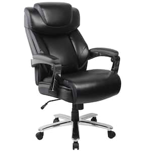 Hercules Big and Tall Faux Leather Swivel Ergonomic Executive Chair in Black with Arms