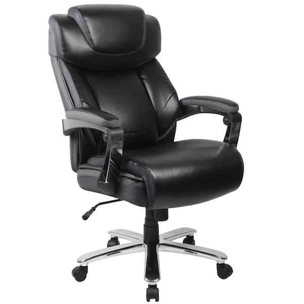 Flash Furniture Hercules Big and Tall Faux Leather Swivel Ergonomic Executive Chair in Black with Arms