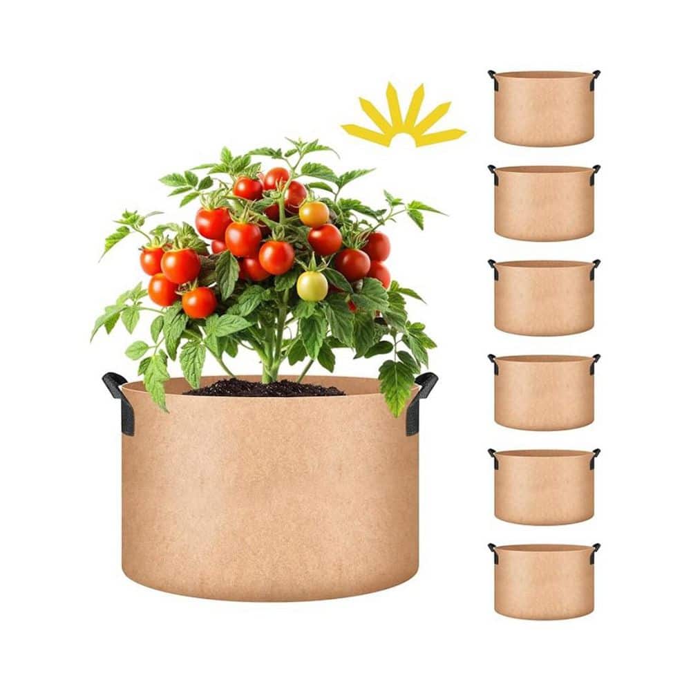 7 gal. Heavy Duty Fabric Plant Grow Bag Tan 300g Nonwoven Aeration with Nylon Handles 6-Pack price history on PriceWatchPro
