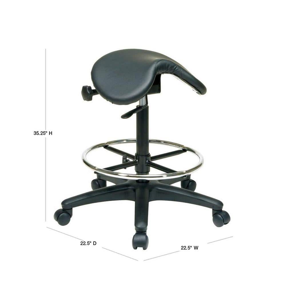 Black Vinyl High Back Swivel Drafting Stool with Metal Footrest