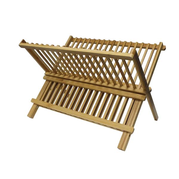 Aoibox Single Tier Bamboo Stand Drainer Storage Holder Organizer Kitchen Cabinet Drying Dish Rack