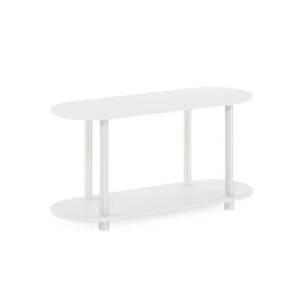 Furinno Turn-N-Tube 31.5 in. White/Virgin White Oval Wood No Tools Modern End Table