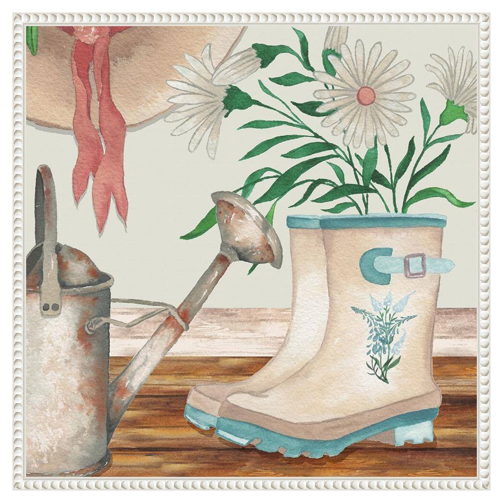 Cottage Garden Scene Canvas Wall Art with Frame