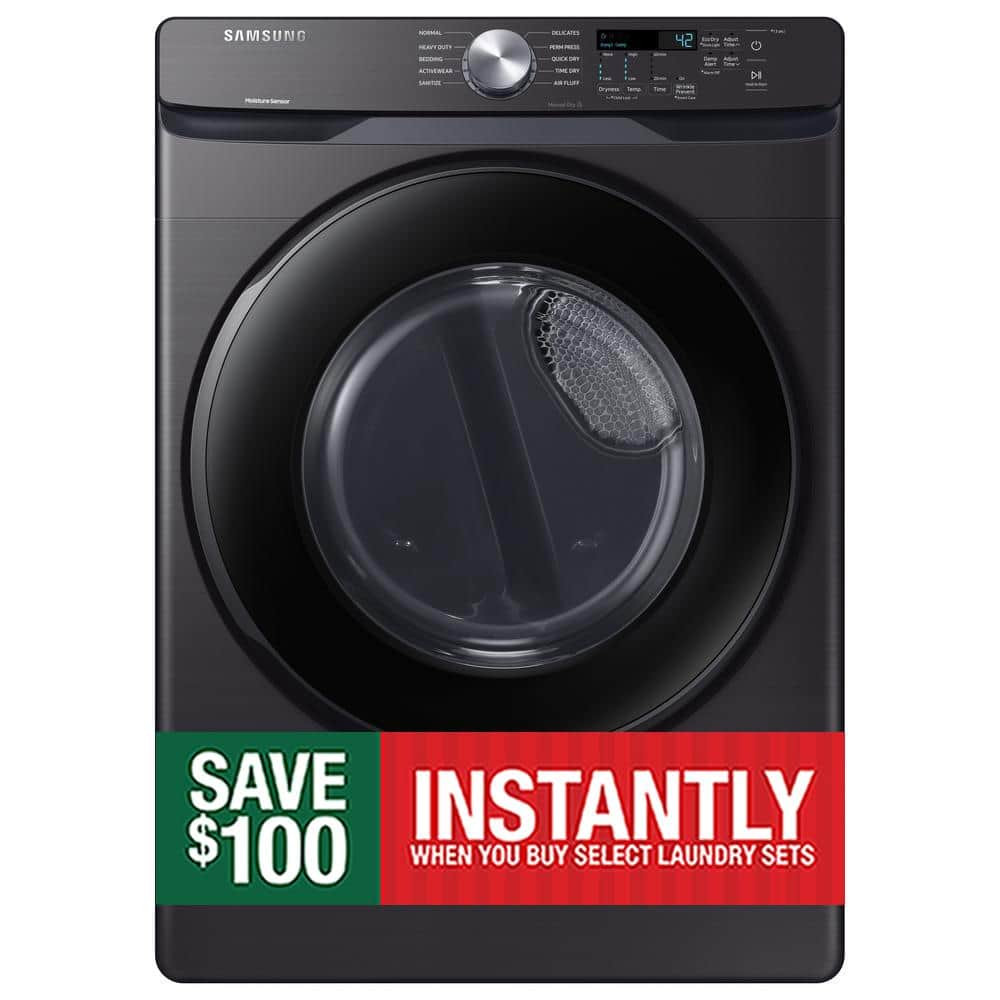 Samsung 7.5 cu. ft. Stackable Vented Electric Dryer with Sensor Dry in Brushed Black