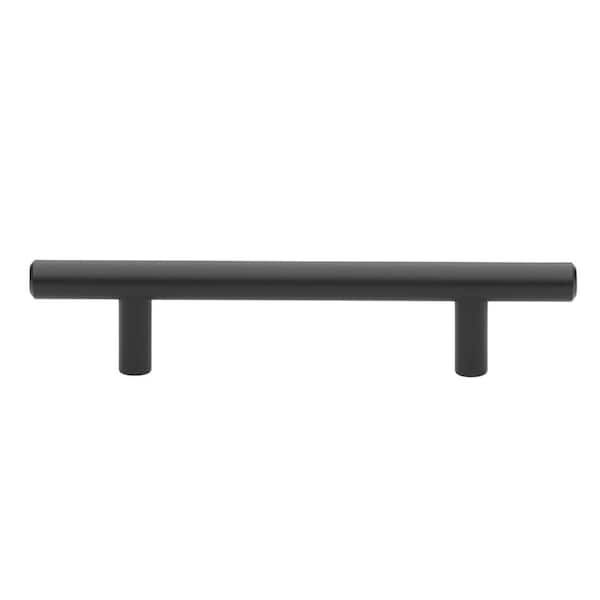 GLIDERITE 3-3/4 in. Matte Black Solid Cabinet Handle Drawer Bar Pulls (10-Pack)