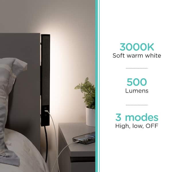 18 in. Black Triangle LED Light Bar Lamp with Charging Station