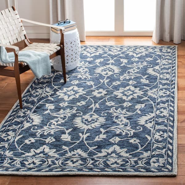Micro-Loop Navy/Taupe 5 ft. x 8 ft. Geometric Area Rug