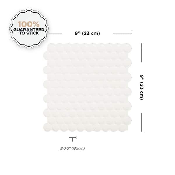 Penny Romy 8.97 in. x 8.95 in. Vinyl White Peel and Stick Decorative Kitchen and Bathroom Wall Tile Backsplash (4-Pack)