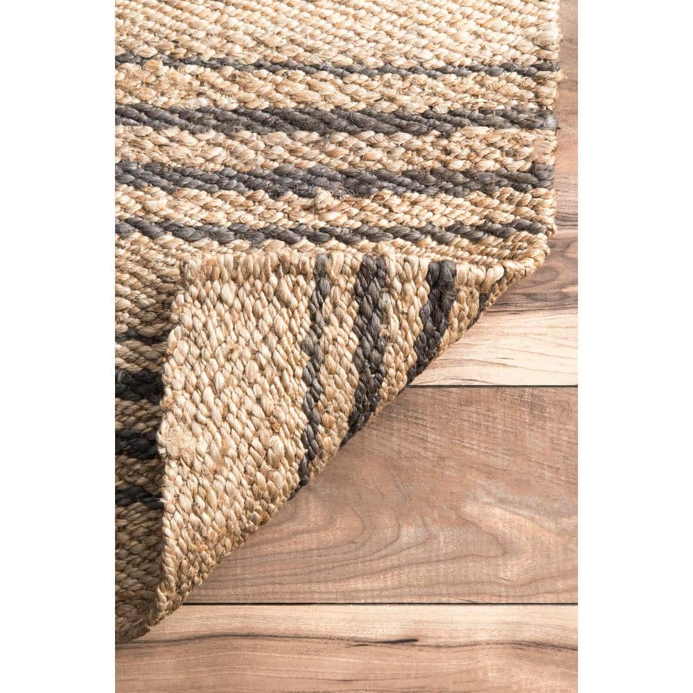 Sandy Natural Striped Jute Handmade Area Rug 3' x 5'