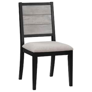 Gray and Black Polyester Plank Style Back Dining Chair (Set of 2)