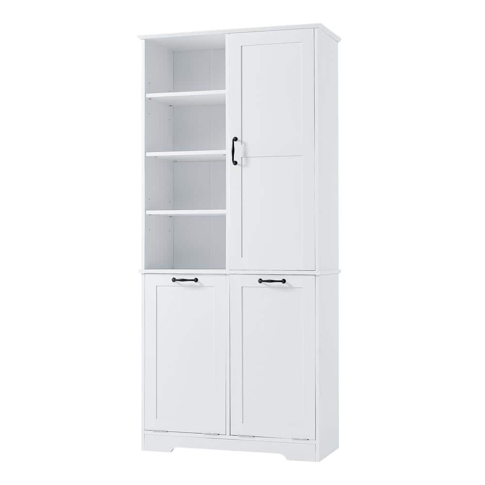 31 in. x 14 in. x 68 in. Ready to Assemble Bath Storage Cabinet in White wi