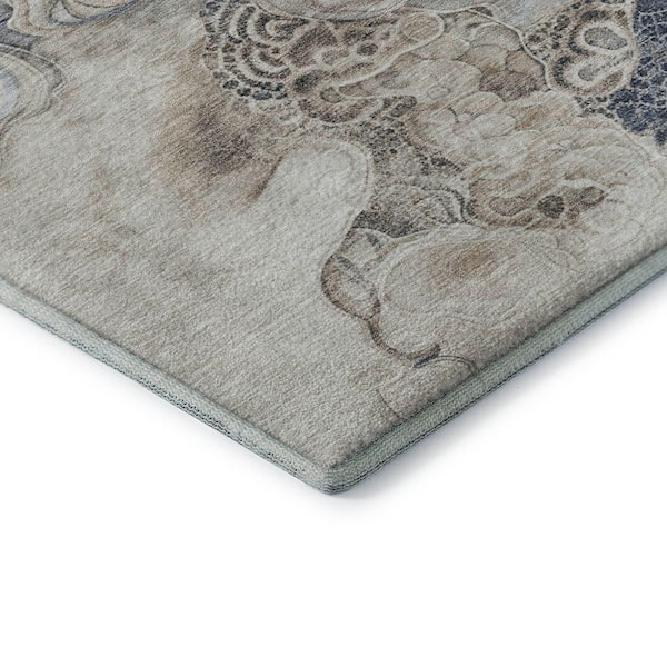 Mayfield Premium Machine Washable Abstract AMF1860 Ivory 3 ft. x 4 ft. Area Rug