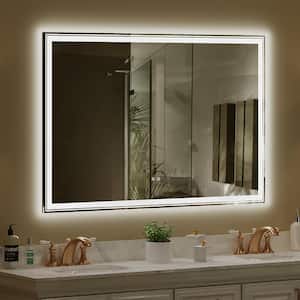 60 in. W x 40 in. H Rectangular Frameless Anti Fog Memory Front and Back Light Wall Bathroom Vanity Mirror in White