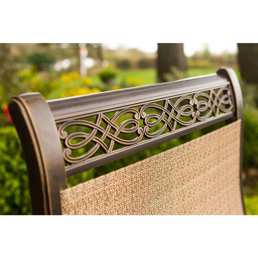 Monaco 7-Piece Brown and Tan Aluminum Outdoor Dining Set with Porcelain Table