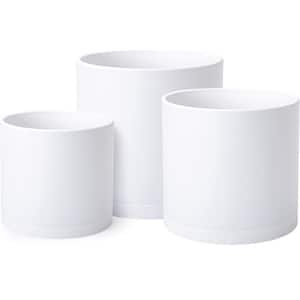 Modern 12 in. L x 12 in. W x 12 in. H 18.8 qts. Matte White Indoor Plastic Planter 3 (-Pack)