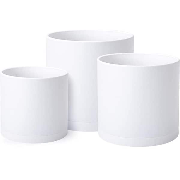 ITOPFOX Modern 12 in. L x 12 in. W x 12 in. H 18.8 qts. Matte White Indoor Plastic Planter 3 (-Pack)
