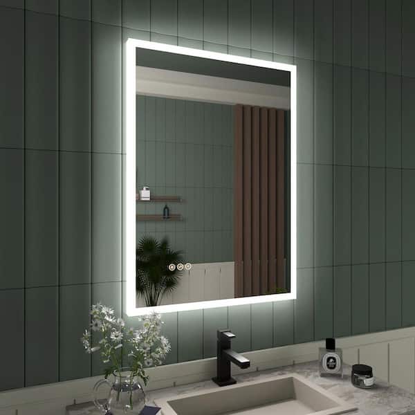 22 in. W x 30 in. H Rectangular Frameless LED Single Wall Bathroom Vanity Mirror in Polished Crystal