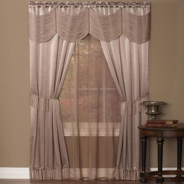 ACHIM Halley 56 in. W x 84 in. L Polyester Light Filtering 6 Piece Window Curtain Set in Mauve