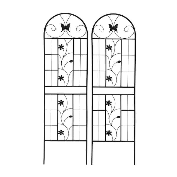 71 in. Outdoor Garden Metal Rustproof Plant Climbing Trellis Black, 2 Pieces