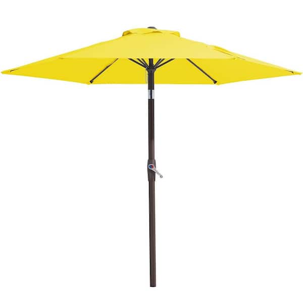 Unbranded 7.5 ft. Metal Market Tilt Patio Umbrella in Yellow with 6-Sturdy Ribs