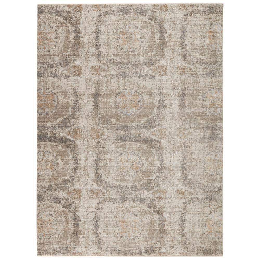 En Blanc Vintage-Inspired Medallion 8'x11' Gray Area Rug