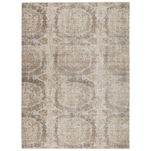 VIBE BY JAIPUR LIVING Vibe Airi Gray/Beige 7 ft. 10 in. x 10 ft. 10 in. Medallion Rectangle Area Rug